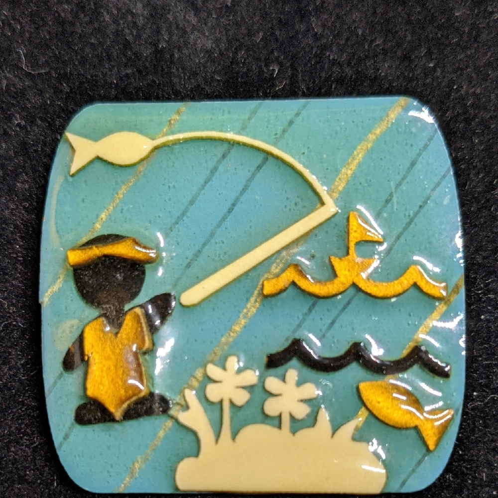 Little People Pins By Lucinda, Fishing Fun, Unsigned